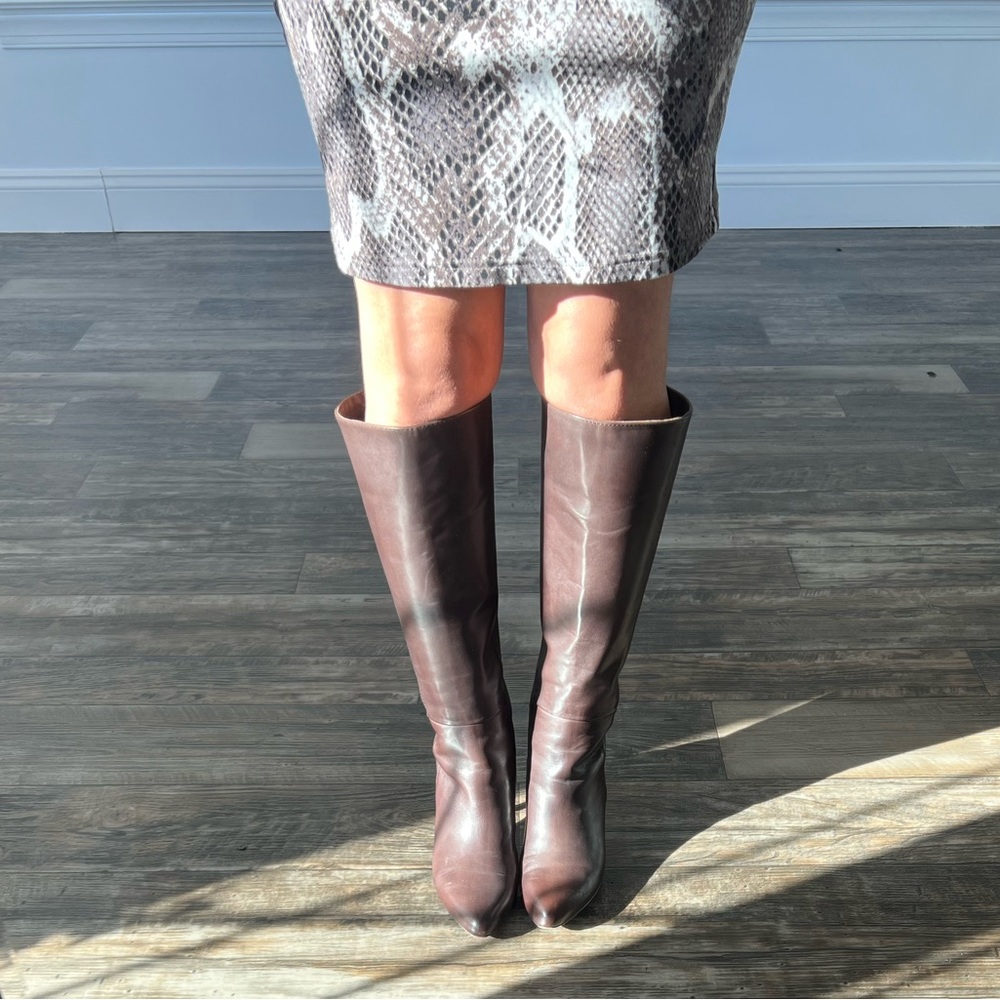 Coach Fayth Semi Matte Calf Leather Boot Chestnut Brown Size 6 - Picture 13 of 14